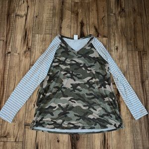 camo and striped shirt